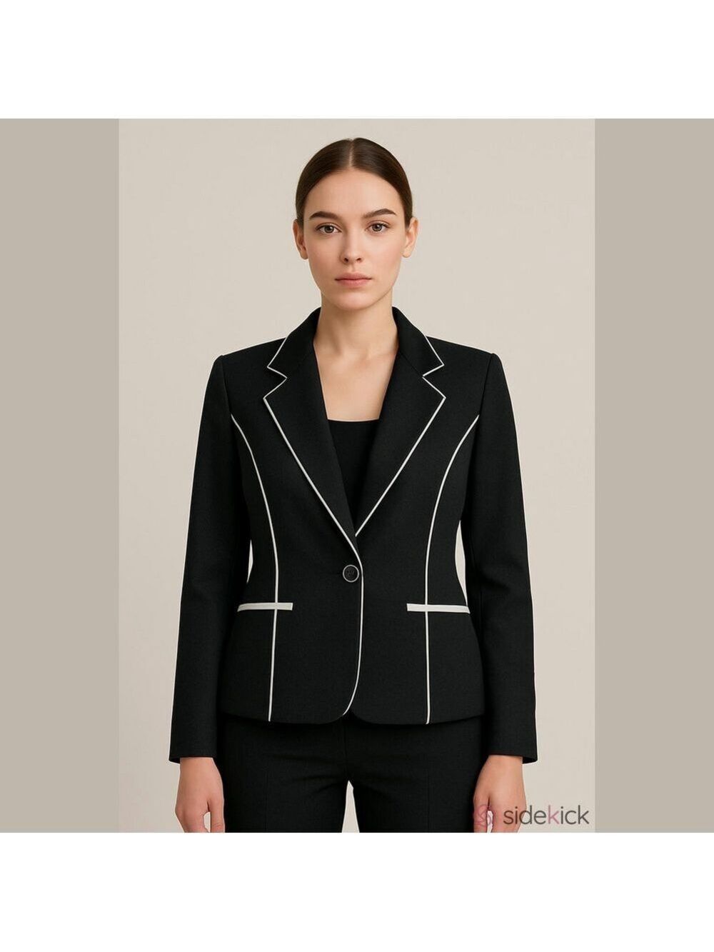 Kasper Black Blazer with White Piping NWOT